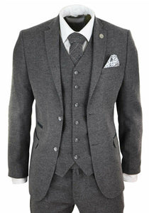 Mens Wool Tweed Peaky Blinders Suit 3 Piece Authentic 1920s Tailored Fit Classic