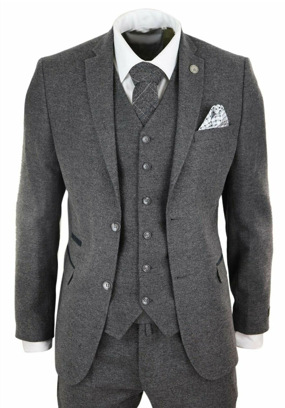 Mens Wool Tweed Peaky Blinders Suit 3 Piece Authentic 1920s Tailored Fit Classic