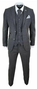 Mens Wool Tweed Peaky Blinders Suit 3 Piece Authentic 1920s Tailored Fit Classic